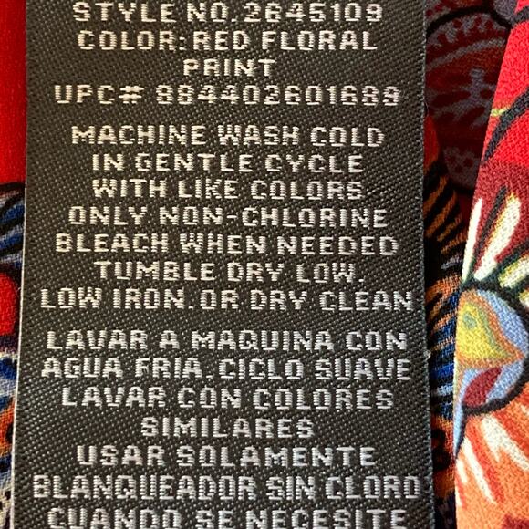 Chelsea & Theodore Red Floral Print Tunic Top Long Sleeves Layer Lagenlook Large - Picture 9 of 9